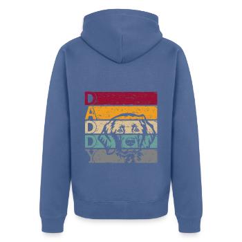 Flat Coated Retriever Dog Dad Papa Master Him - Unisex Premium Organic Zip Hoodie - stone blue - Back - Nico (187cm)