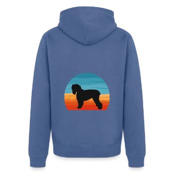 Noir Terrier Russe Chien Silhouette Rétro Coucher de Soleil - Veste à capuche bio Premium Unisexe - bleu pigeon - Dos - Nico (187cm)