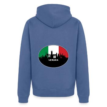 Vérone Italie Flag Skyline Souvenir de voyage - Veste à capuche bio Premium Unisexe - bleu pigeon - Dos - Nico (187cm)