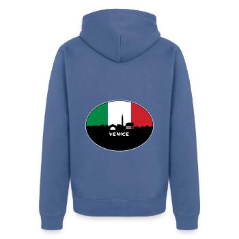 Venedig Italien Flagge Skyline Reise Souvenir - Unisex Premium Bio Zip Hoodie - Taubenblau - Hinten - Nico (187cm)