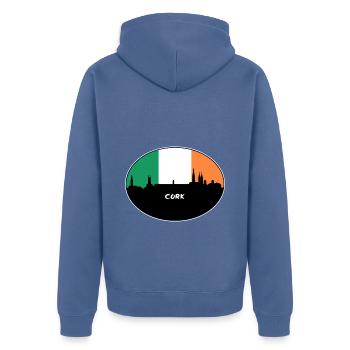 Cork Irlande Flag Skyline Souvenir de voyage - Veste à capuche bio Premium Unisexe - bleu pigeon - Dos - Nico (187cm)