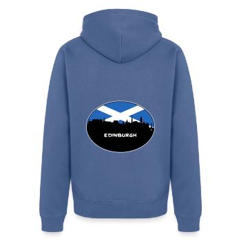 Edimbourg Écosse Flag Skyline Souvenir de voyage - Veste à capuche bio Premium Unisexe - bleu pigeon - Dos - Nico (187cm)