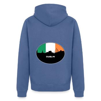 Dublin Irlande Flag Skyline Souvenir de voyage - Veste à capuche bio Premium Unisexe - bleu pigeon - Dos - Nico (187cm)
