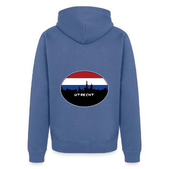 Utrecht Netherlands Flag Skyline Silhouette Travel - Unisex Premium Organic Zip Hoodie - stone blue - Back - Nico (187cm)