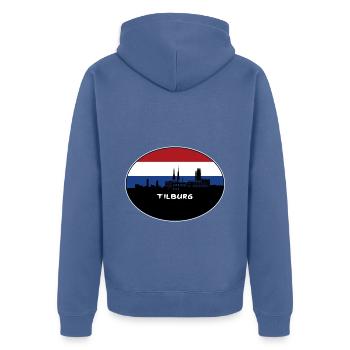 Tilburg Niederlande Flagge Skyline Silhouette Reisen - Unisex Premium Bio Zip Hoodie - Taubenblau - Hinten - Nico (187cm)