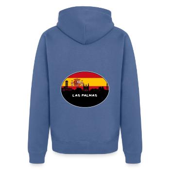 Las Palmas Spain Flag Skyline Silhouette Travel - Unisex Premium Organic Zip Hoodie - stone blue - Back - Nico (187cm)