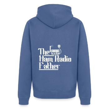 Ham Radio Operator Dad Father Papa Sprüche - Unisex Premium Bio Zip Hoodie - Taubenblau - Hinten - Nico (187cm)