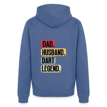 Dart Dad Papa Ehemann Sprüche Lustige Witzig Humor - Unisex Premium Bio Zip Hoodie - Taubenblau - Hinten - Nico (187cm)