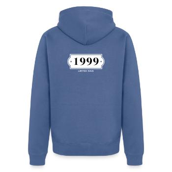 Funny Birthday Limited Numéro 1999 - Veste à capuche bio Premium Unisexe - bleu pigeon - Dos - Nico (187cm)