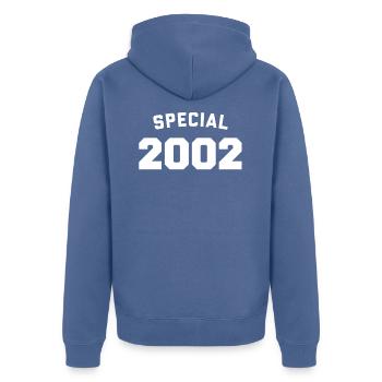 Funny Birthday Special 2002 - Unisex Premium Organic Zip Hoodie - stone blue - Back - Nico (187cm)