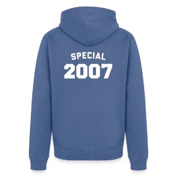 Funny Birthday Special 2007 - Unisex Premium Organic Zip Hoodie - stone blue - Back - Nico (187cm)