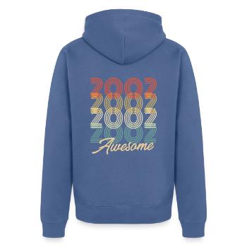 Funny Birthday Awesome 2002 - Unisex Premium Bio Zip Hoodie - Taubenblau - Hinten - Nico (187cm)