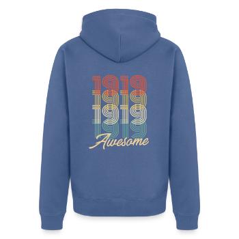 Funny Birthday Awesome 1919 - Unisex Premium Bio Zip Hoodie - Taubenblau - Hinten - Nico (187cm)