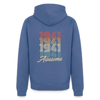 Funny Birthday Awesome 1941 - Unisex Premium Bio Zip Hoodie - Taubenblau - Hinten - Nico (187cm)