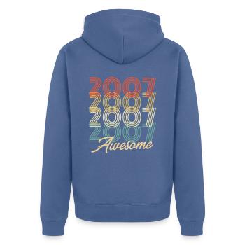 Lustiger Geburtstag Awesome 2007 - Unisex Premium Bio Zip Hoodie - Taubenblau - Hinten - Nico (187cm)