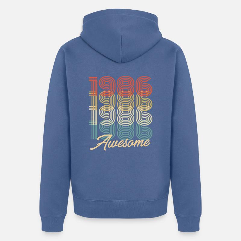 Drôle d’anniversaire génial 1986 - Veste à capuche bio Premium Unisexe - bleu pigeon