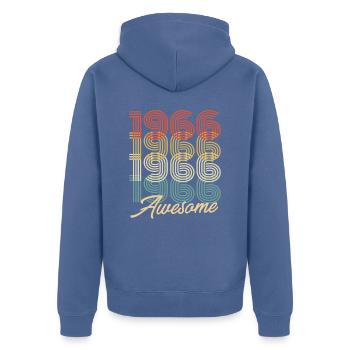 Funny Birthday Awesome 1966 - Unisex Premium Bio Zip Hoodie - Taubenblau - Hinten - Nico (187cm)