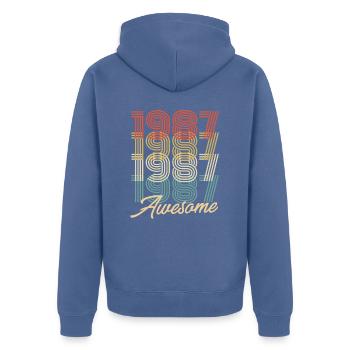 Drôle d’anniversaire génial 1987 - Veste à capuche bio Premium Unisexe - bleu pigeon - Dos - Nico (187cm)