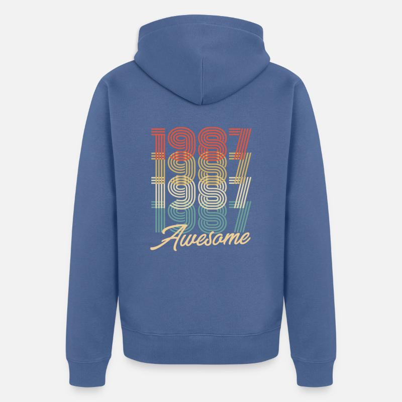 Drôle d’anniversaire génial 1987 - Veste à capuche bio Premium Unisexe - bleu pigeon