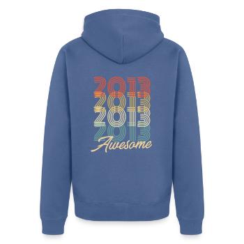 Funny Birthday Awesome 2013 - Unisex Premium Organic Zip Hoodie - stone blue - Back - Nico (187cm)