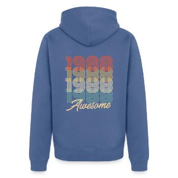 Funny Birthday Awesome 1988 - Unisex Premium Bio Zip Hoodie - Taubenblau - Hinten - Nico (187cm)