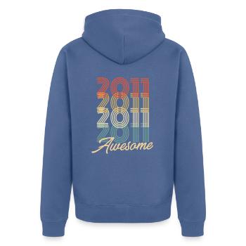Funny Birthday Awesome 2011 - Unisex Premium Organic Zip Hoodie - stone blue - Back - Nico (187cm)