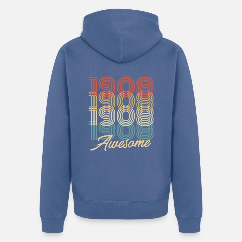 Drôle d’anniversaire génial 1908 - Veste à capuche bio Premium Unisexe - bleu pigeon