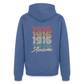 Lustiger Geburtstag Awesome 1916 - Unisex Premium Bio Zip Hoodie - Taubenblau - Hinten - Nico (187cm)