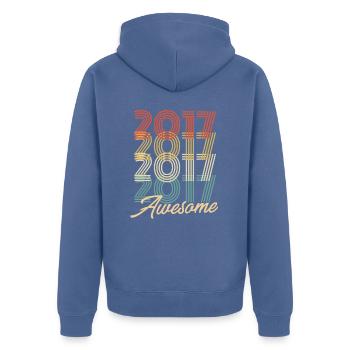 Funny Birthday Awesome 2017 - Unisex Premium Organic Zip Hoodie - stone blue - Back - Nico (187cm)