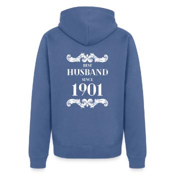 Meilleur mari depuis l’anniversaire de mariage de 1901 - Veste à capuche bio Premium Unisexe - bleu pigeon - Dos - Nico (187cm)