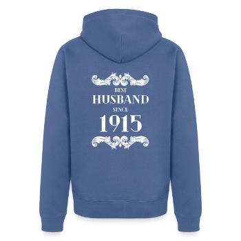 Bester Ehemann seit 1915 Hochzeitstag - Unisex Premium Bio Zip Hoodie - Taubenblau - Hinten - Nico (187cm)