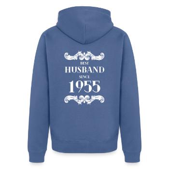 Best Husband Since 1955 Wedding Anniversary - Unisex Premium Organic Zip Hoodie - stone blue - Back - Nico (187cm)