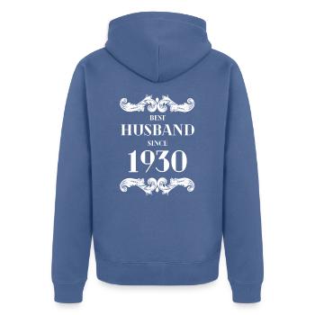 Best Husband Since 1930 Wedding Anniversary - Unisex Premium Organic Zip Hoodie - stone blue - Back - Nico (187cm)