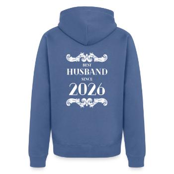 Best Husband Since 2026 Wedding Anniversary - Unisex Premium Organic Zip Hoodie - stone blue - Back - Nico (187cm)