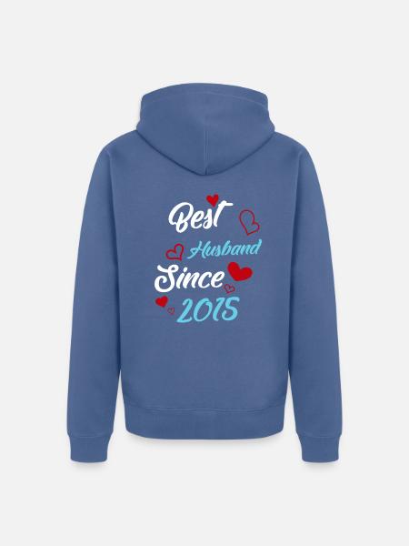 Best Husband Since 2015 Wedding - Unisex Premium Organic Zip Hoodie - stone blue