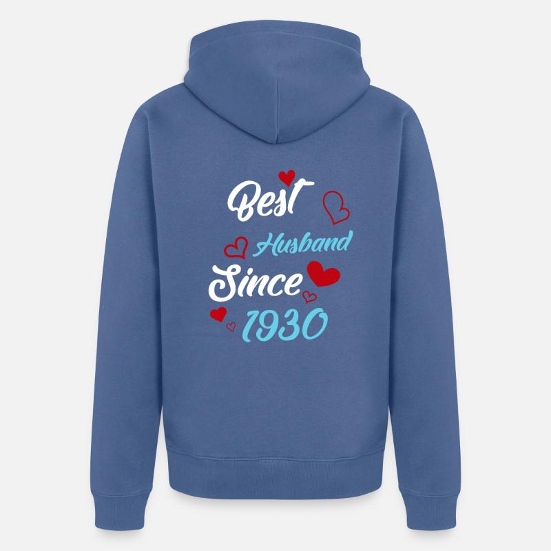 Bester Ehemann seit 1930 Hochzeit - Unisex Premium Bio Zip Hoodie - Taubenblau
