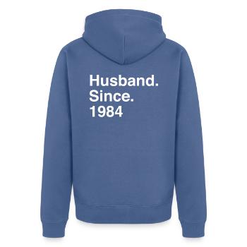 Jubiläumsehemann seit 1984 Hochzeit - Unisex Premium Bio Zip Hoodie - Taubenblau - Hinten - Nico (187cm)