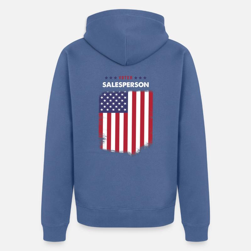 Wählerverkäufer - Unisex Premium Bio Zip Hoodie - Taubenblau