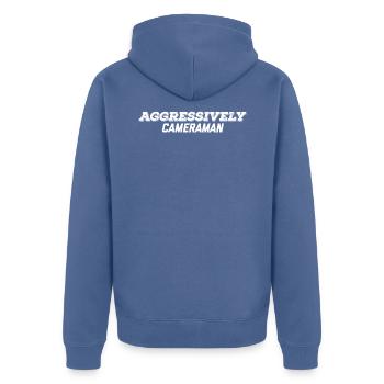 aggressiver Kameramann - Unisex Premium Bio Zip Hoodie - Taubenblau - Hinten - Nico (187cm)