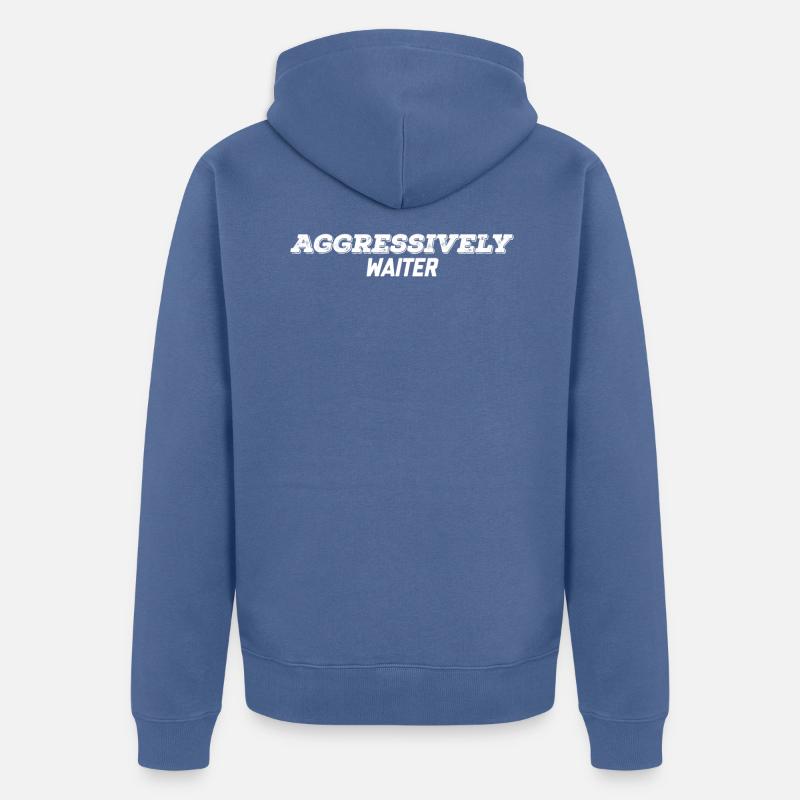 aggressiver Kellner - Unisex Premium Bio Zip Hoodie - Taubenblau