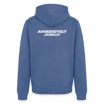 journaliste agressif - Veste à capuche bio Premium Unisexe - bleu pigeon - Dos - Nico (187cm)
