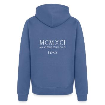 1991 - Le plus grand des légendaires - MCMXCI - Veste à capuche bio Premium Unisexe - bleu pigeon - Dos - Nico (187cm)