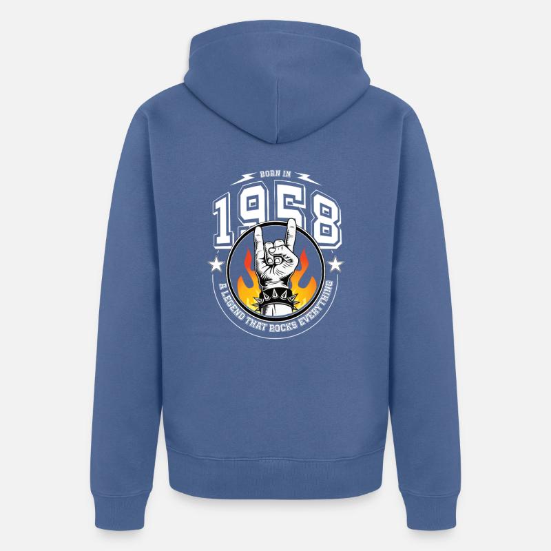 1958 Anniversaire, tout bascule - Veste à capuche bio Premium Unisexe - bleu pigeon