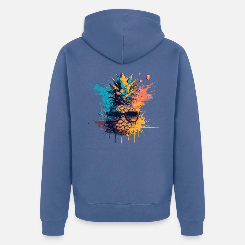 Drôle de fruit d’ananas - Veste à capuche bio Premium Unisexe - bleu pigeon