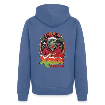 Noël T-REX joyeux XREX cadeau équipage - Veste à capuche bio Premium Unisexe - bleu pigeon - Dos - Nico (187cm)