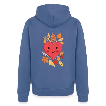 Herbst, Herz, Ich liebe den Herbst Geschenk - Unisex Premium Bio Zip Hoodie - Taubenblau - Hinten - Nico (187cm)