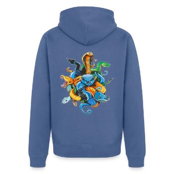 Propriétaire de serpent Reptile Keeper Retro - Veste à capuche bio Premium Unisexe - bleu pigeon - Dos - Nico (187cm)