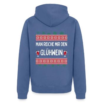 Glühwein Advent Weihnachten Sprüche Markt Outfit - Unisex Premium Bio Zip Hoodie - Taubenblau - Hinten - Nico (187cm)
