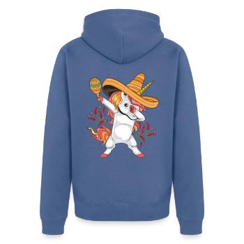 Cinco De Mayo Party Süßes Dabbing mexikanisches Einhorn - Unisex Premium Bio Zip Hoodie - Taubenblau - Hinten - Nico (187cm)