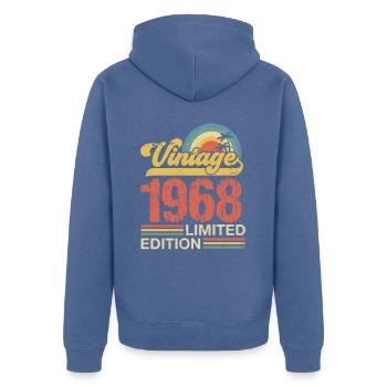 1968 - Unisex Premium Organic Zip Hoodie - stone blue - Back - Nico (187cm)